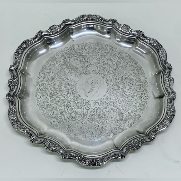 1972 Vtg International Silver Countess “D” Inscribed Ornate Wedding Platter - Picture 9 of 16